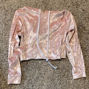 Pink Crushed Velvet Crop